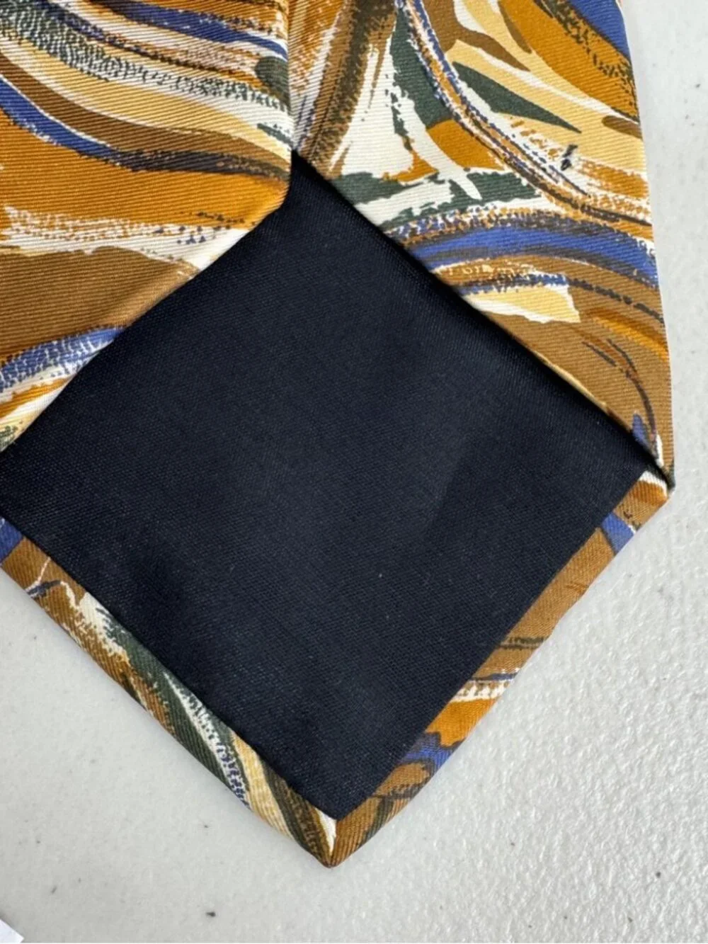 Lavatelli Silk Abstract Patterned Men's Tie Swirl Brown Blue Vintage Designer